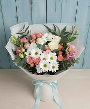 Букет цветов из:  Розы, Лизиантусы и Хризантемы #REPLACE_PRED# Металлплощадке