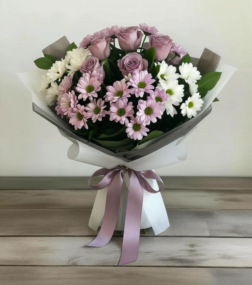 Букет цветов из: Хризантемы и Розы в Металлплощадке