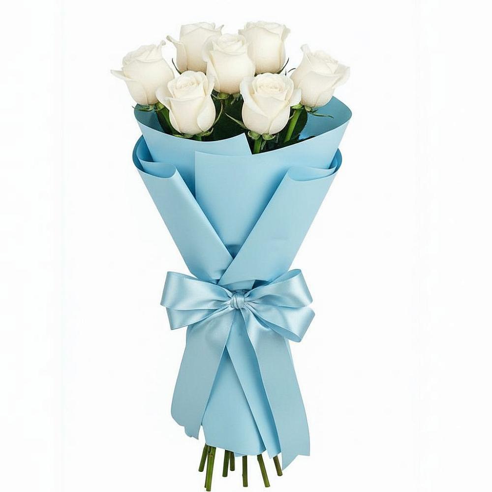 Букет 7 белых роз Проуд в Металлплощадке