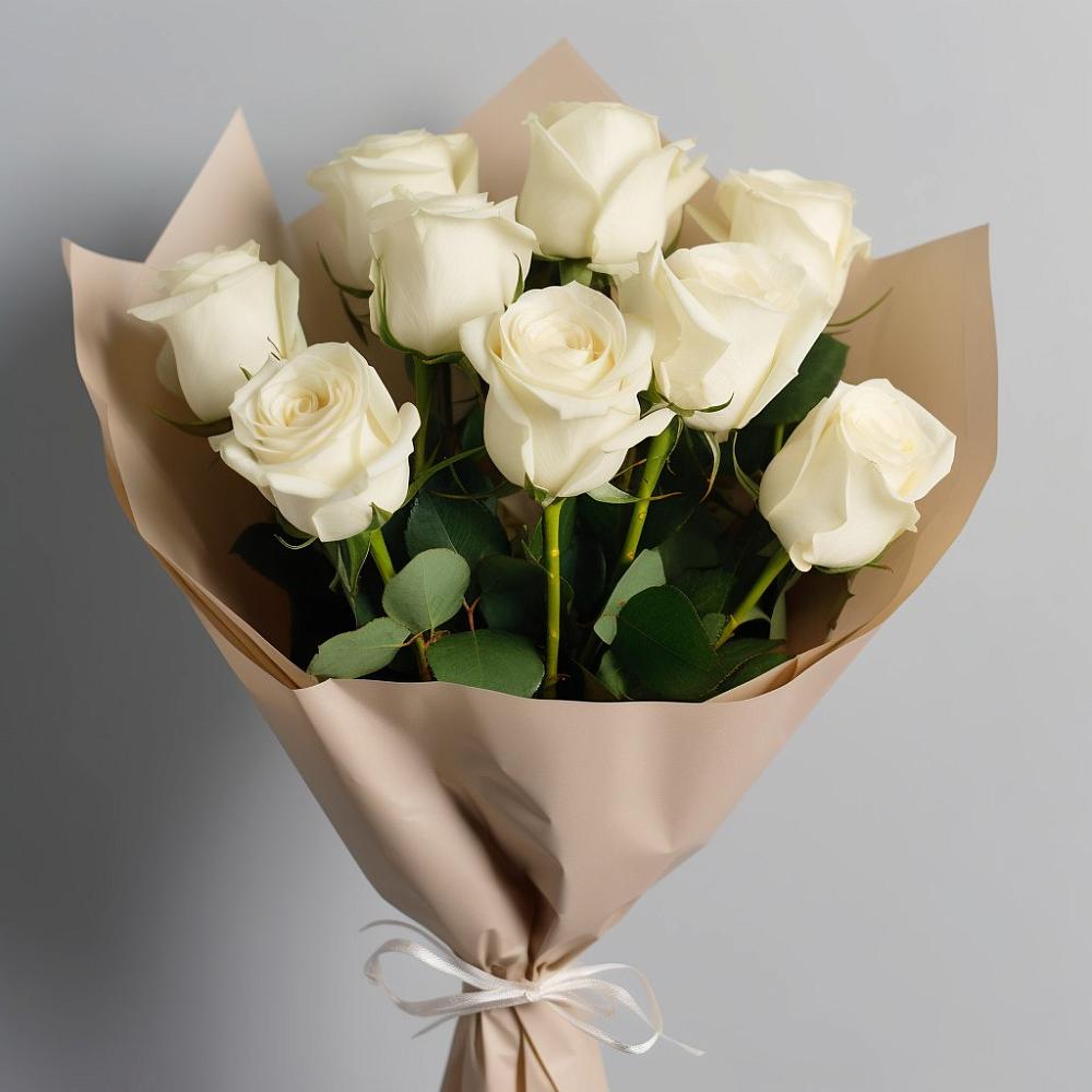 Букет 9 Белых роз Эдлесс Лав в Металлплощадке