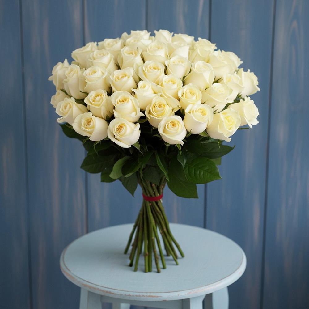 Букет 51 Белая роза Эдлесс Лав в Металлплощадке