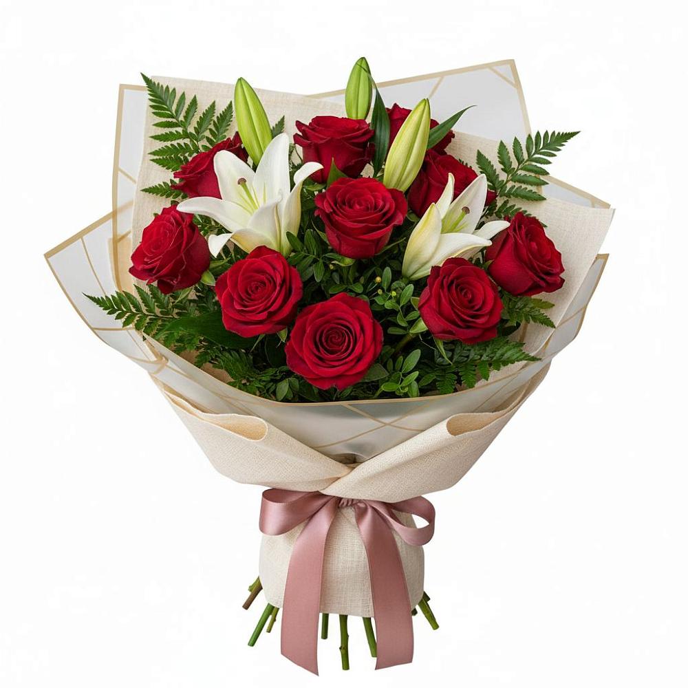 Букет цветов из: Лилии и Розы в Металлплощадке