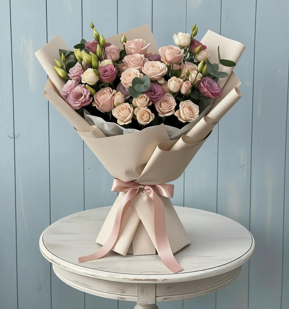 Букет цветов из: Розы и Лизиантусы в Металлплощадке