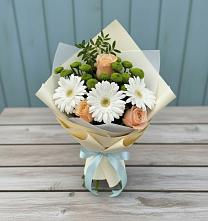 Букет цветов из:  Герберы, Розы и Хризантемы в Металлплощадке
