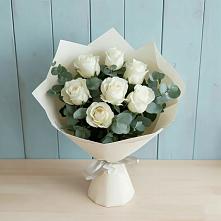 Букет Белые розы в Эвкалипте #REPLACE_PRED# Металлплощадке